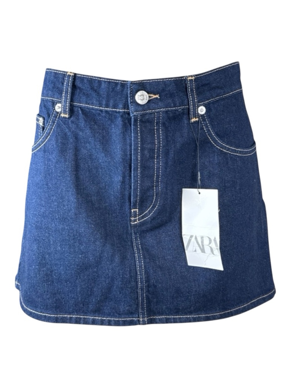 ZARA Buttonfly Denim Mini Skirt, Size L.
